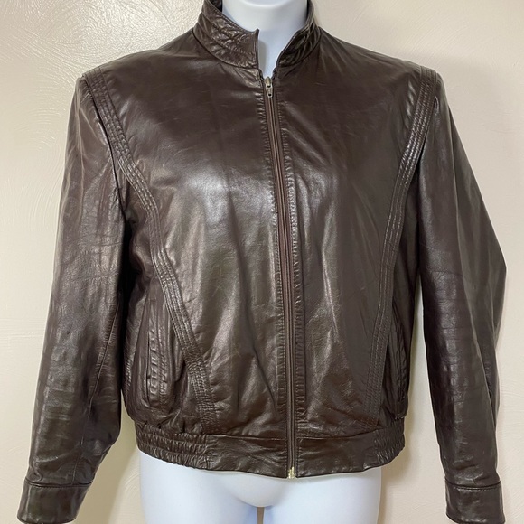 Berman’s Jackets & Blazers - Vintage Ladies Berman's Brown Leather Jacket M